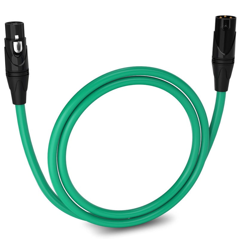 LyxPro 3 Feet XLR Microphone Cable Balanced Male to Female 3 Pin Mic Cord for Powered Speakers Audio Interface Professional Pro Audio Performance and Recording Devices - Green - Image 1